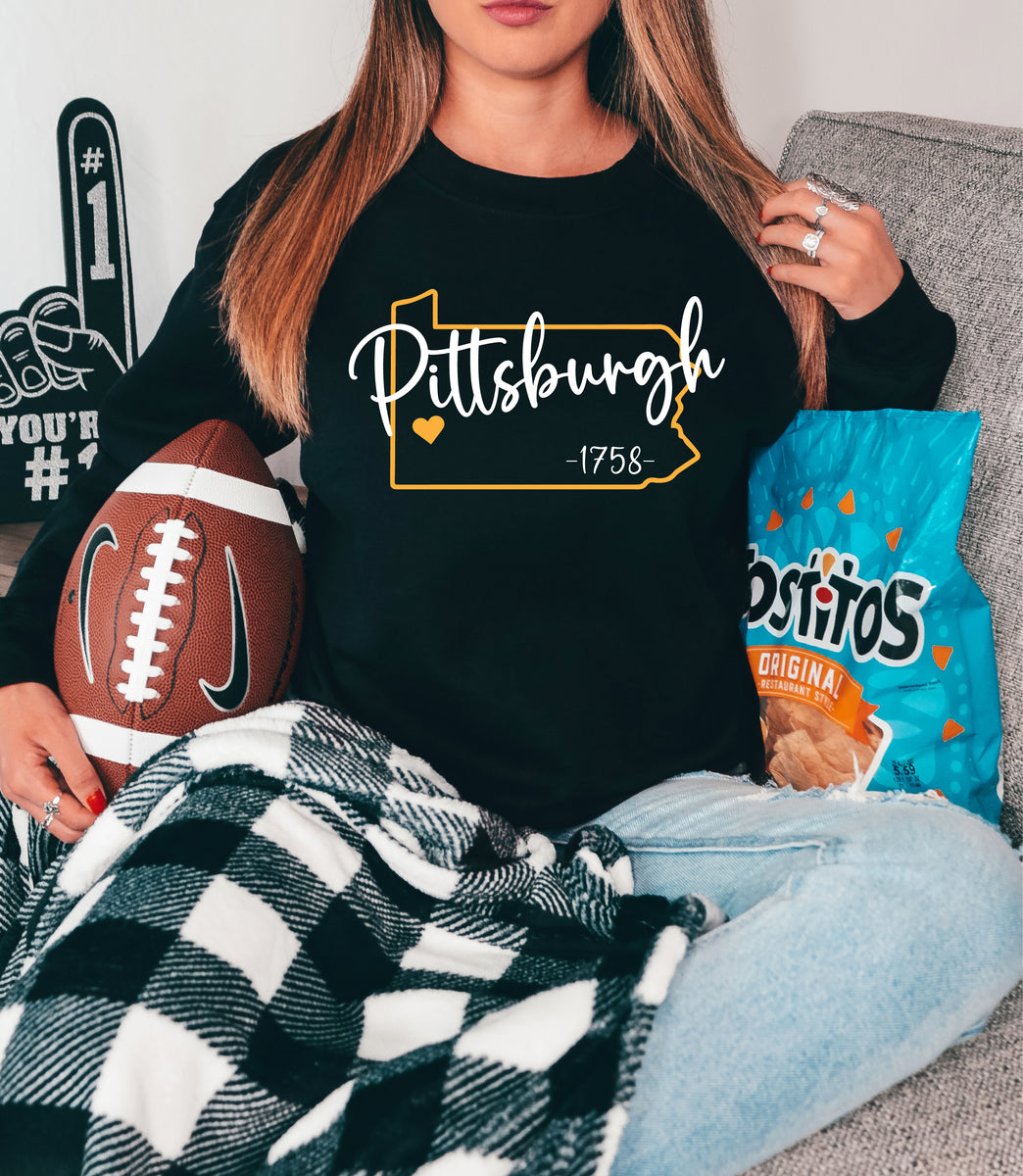 thelifeteeco Pittsburgh Shirt, Pennsylvania, Ladies Steeler Shirt, Pittsburgh Steelers, Football, Pirates, Baseball 3XL - Unisex Crewneck Sweatshirt